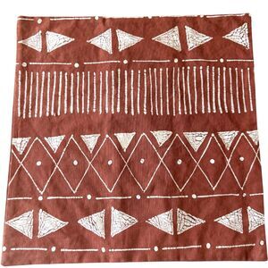 Tribal Textiles Matika Rust Linear Hand Painted Pillow Cover 18”x18” Square New